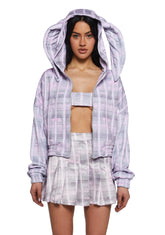 Erlang Zip Up Bunny Squares Hoodie