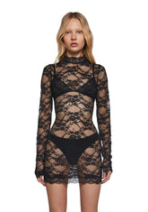 Blank Spaces Sheer Mini Dress - Black
