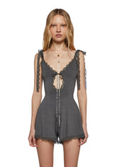 Whispering Wind Sleeveless Romper - Gray
