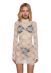 Blank Spaces Sheer Mini Dress - Ivory
