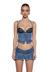 Underground Scene Skirt Set - Blue