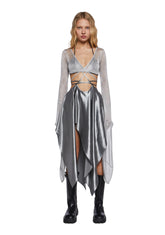 Echo Asymmetrical Wrap Dress - Metallic Silver