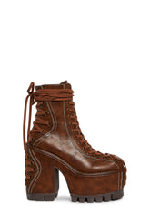 Woodland Lucid Dream Corset Boots - Brown