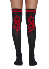 Slipknot Fan Thigh High Socks - Red