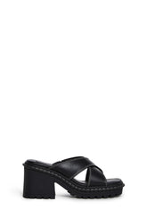 Star Worthy Cross Strap Slides - Black