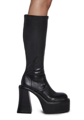 Short And Sweet Knee High Boots - Black