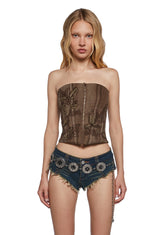 Desert Flower Denim Tube Top