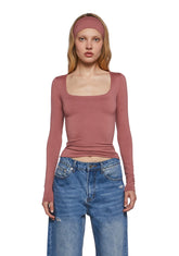 Demure Stare Top With Headband - Pink
