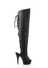 Delight-3019 Platform Over-The-Knee Boots-Black PU