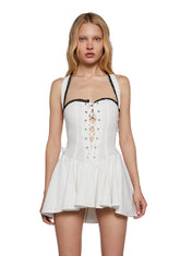 Making Headlines Halter Dress - White