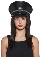 Pyramid Studded Captain Hat - Black