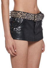 Large Conical Studded Waist Belt - Leopard
