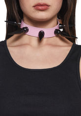Extra Long Spiked Choker - Pink