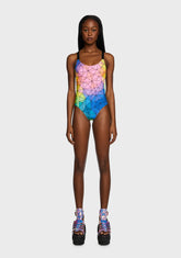 Asymmetric Colors One Piece Swimsuit