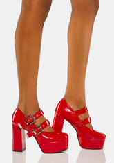 Red My Collection Platform Heels