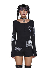 Patched Up Halloween Thermal Romper
