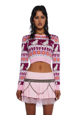 Check Meowt Crop Sweater