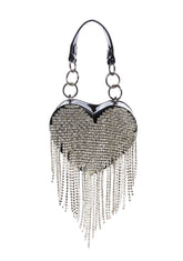 Mine All Mine Rhinestone Heart Mini Purse - Black