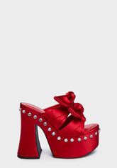 Lover Strike A Pose Bow Mule Heels
