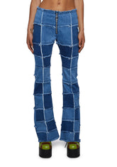 Raise The Vibration Patchwork Denim Flares