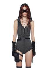 Filter Ribbed Hooded Romper