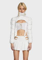 Filter High Neck Puffer Shrug Jacket