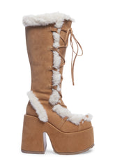 Camel-311 Platform Knee High Boots