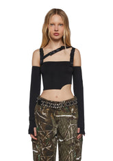Shut Up Touch Me Strappy Crop Top