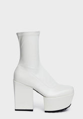 White Pretty Please Platform Boots