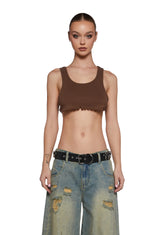 No Regulations Crop Tank - Brown
