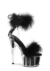 Adore-724F Platform Marabou Ankle Cuff Sandals-Black