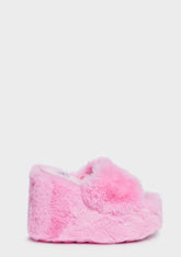 Pink Gravity Faux Fur Sandals