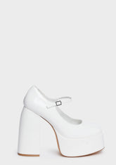 White Sweet Attitude Platform Heels