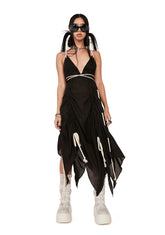 Distortion Rope Lace-Up Midi Dress