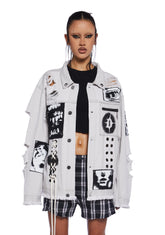 Distortion Unisex Distressed Denim Jacket