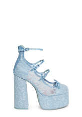 Smiling Melody Platform Heels - Light Blue