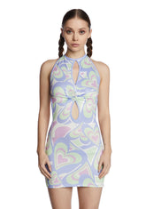 Heart Print Cut Out Dress