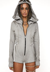 Compression Zip-Up Hoodie Romper