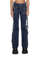 X-Strap Pants - Blue Denim