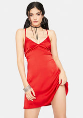 Cherry Passion Flirt Satin Slip Dress