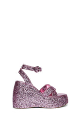 Queen Glitter Wedge Sandals - Pink