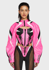 Moto Choker Jacket - Pink