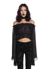 Midnight Mysterious Chemistry Off Shoulder Top