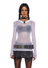 See Thru Me Fishnet Top - White