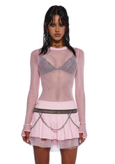 See Thru Me Fishnet Top - Pink