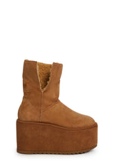 Atmosphere Fleece Lined Suede Platform Boots - Brown