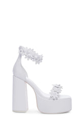 White Secret Arrangement Platform Heels