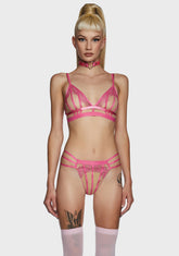 Tasha Illusion Mesh Triangle Bra - Pink