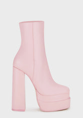 Supine Platform Ankle Boots - Pink
