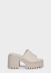 Sabeena Chunky Mule Round Toe Sandals - Off White